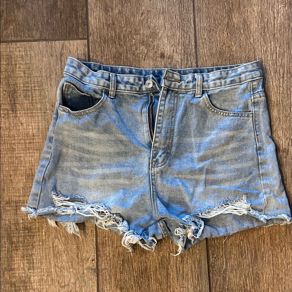 SHEIN Blue Distressed Jean Shorts